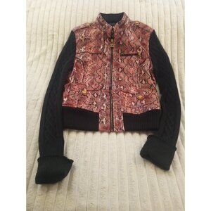 Coogi Snake Print Leather Jacket Knit Sleeves Women's Size XL RUNS SMALL